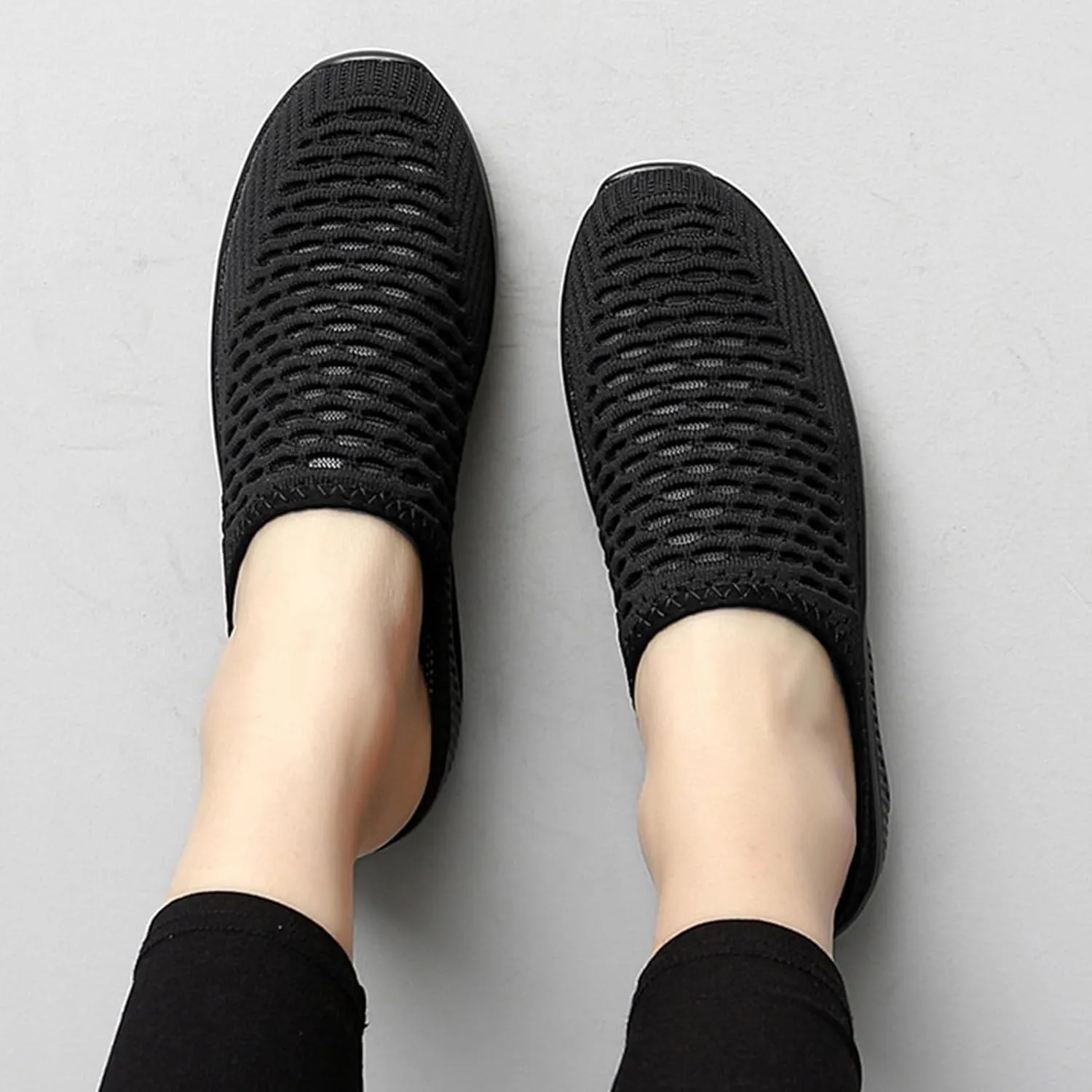 Womens Orthopedic Slippers Summer Lightweight Slip On Soft Sole Mules with Arch Support Casual Comfortable Mesh Hollow Out Closed Toe Open Back Walking Shoes
