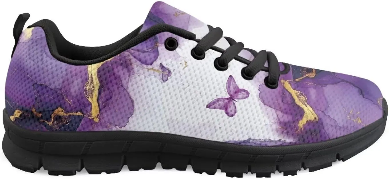 Women's Walking Workout Sneakers Non-Slip Casual Tennis Cozy Lightweight Shoes Flat Work Lace-Up Sneaker for Womens Black US 5-12