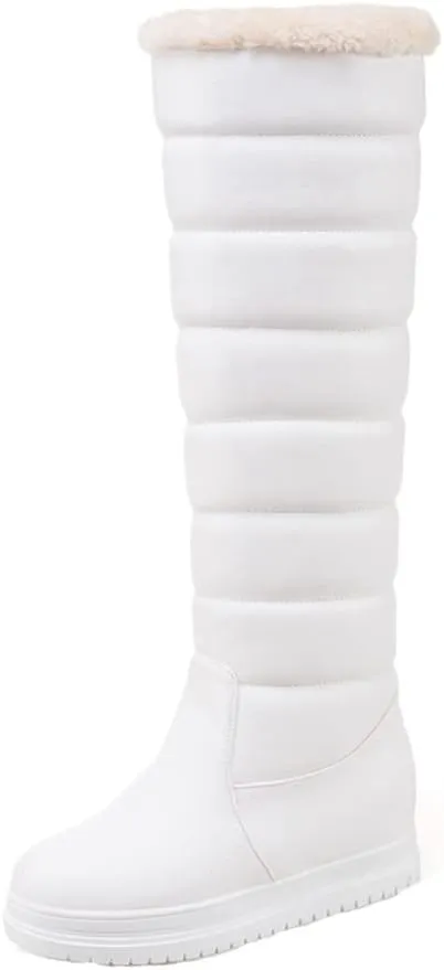 Women's Winter Knee High Snow Boots Tall Waterproof Rain Pull On Warm Fur Lined Wide Calf Snow Boot
