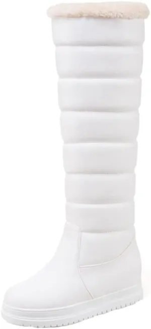 Women's Winter Knee High Snow Boots Tall Waterproof Rain Pull On Warm Fur Lined Wide Calf Snow Boot
