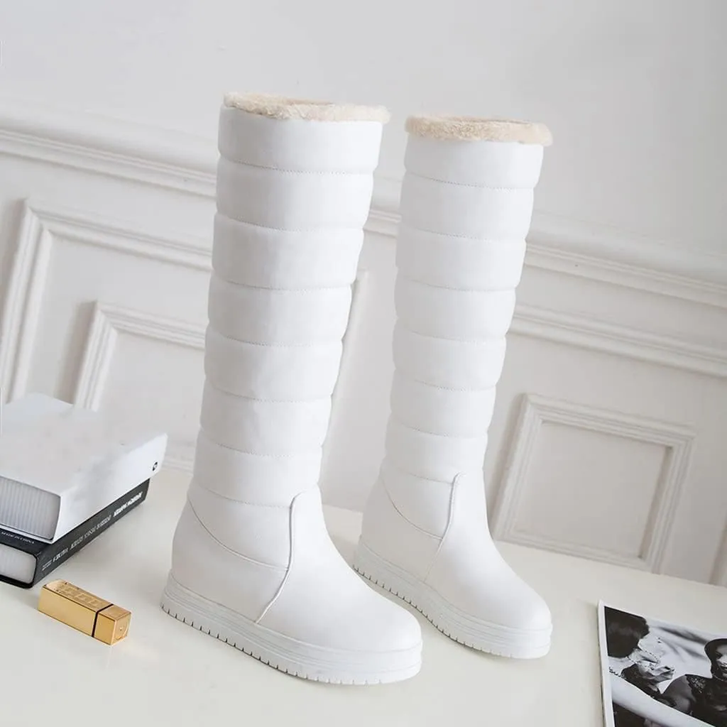 Women's Winter Knee High Snow Boots Tall Waterproof Rain Pull On Warm Fur Lined Wide Calf Snow Boot