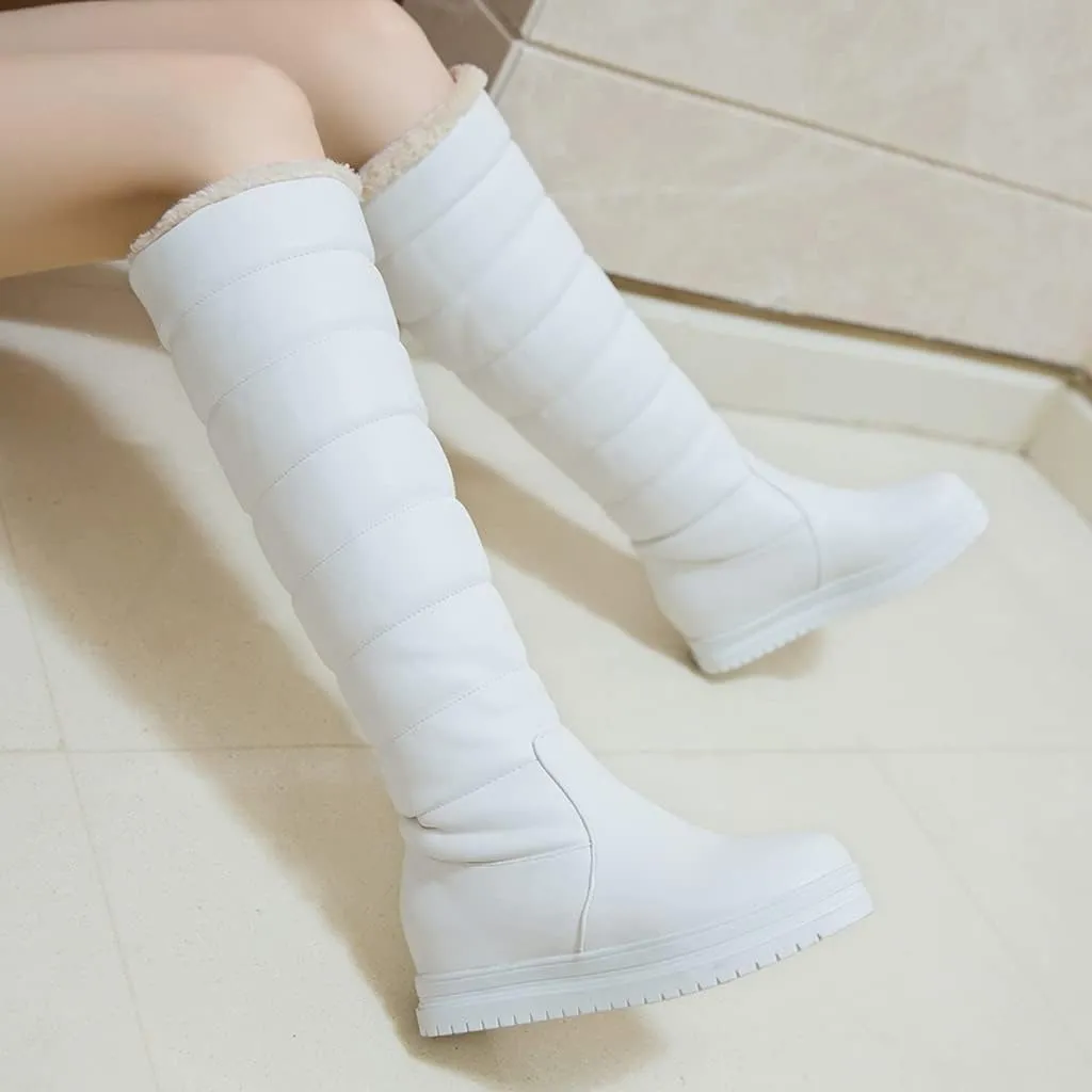 Women's Winter Knee High Snow Boots Tall Waterproof Rain Pull On Warm Fur Lined Wide Calf Snow Boot