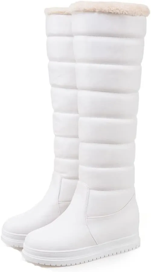 Women's Winter Knee High Snow Boots Tall Waterproof Rain Pull On Warm Fur Lined Wide Calf Snow Boot