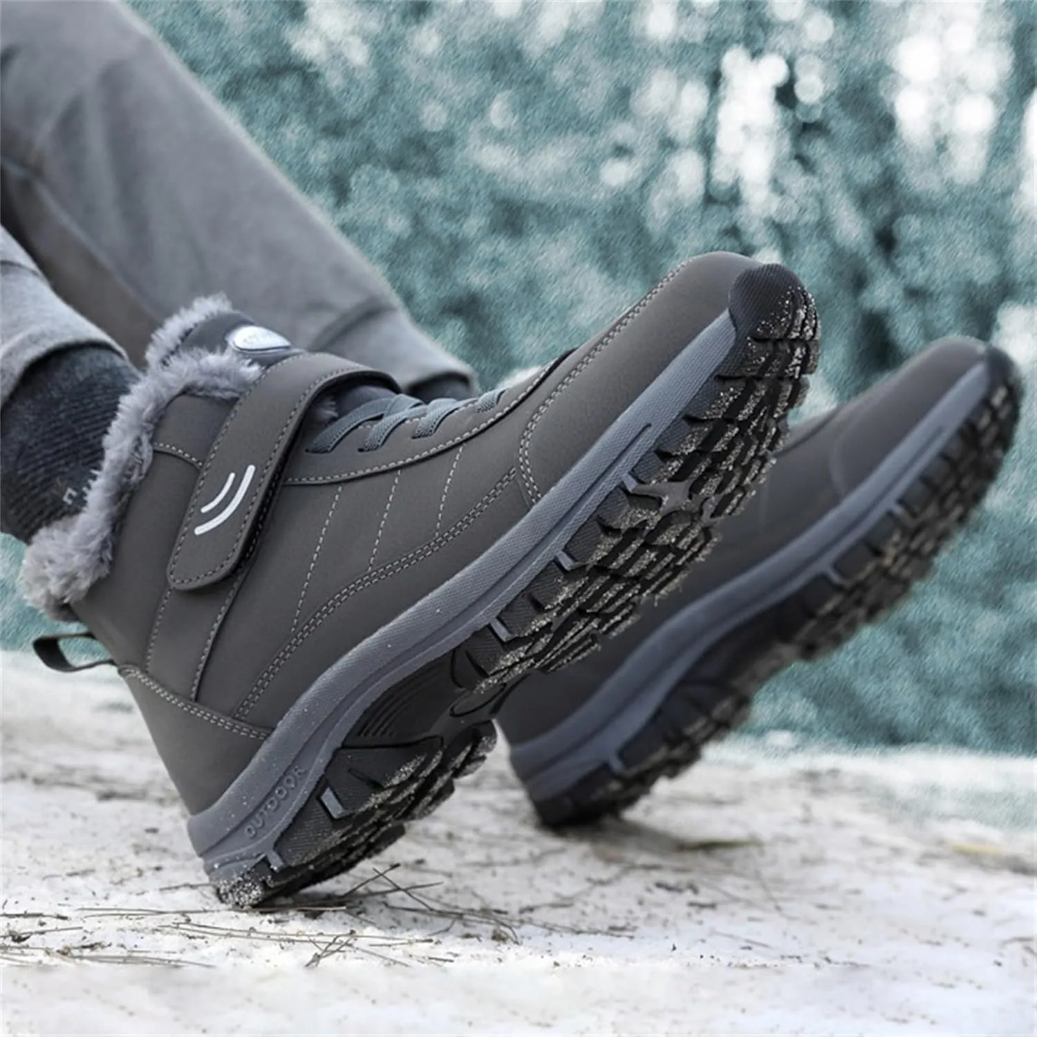 Work Boots for Men Slip On Hiking Sneakers with Warm Fur Lining Women's Safety Shoes with Zipper Outdoor Bota Waterproof Breathable Lightweight Hike Grounded Footwear