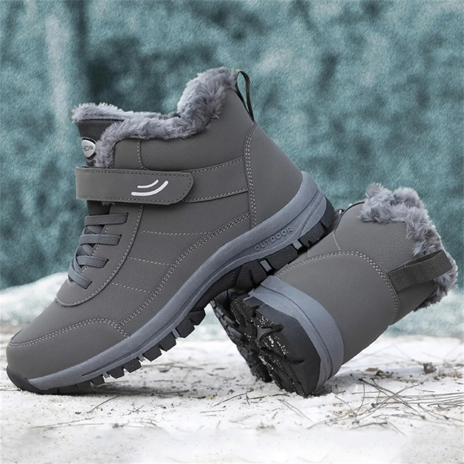 Work Boots for Men Slip On Hiking Sneakers with Warm Fur Lining Women's Safety Shoes with Zipper Outdoor Bota Waterproof Breathable Lightweight Hike Grounded Footwear