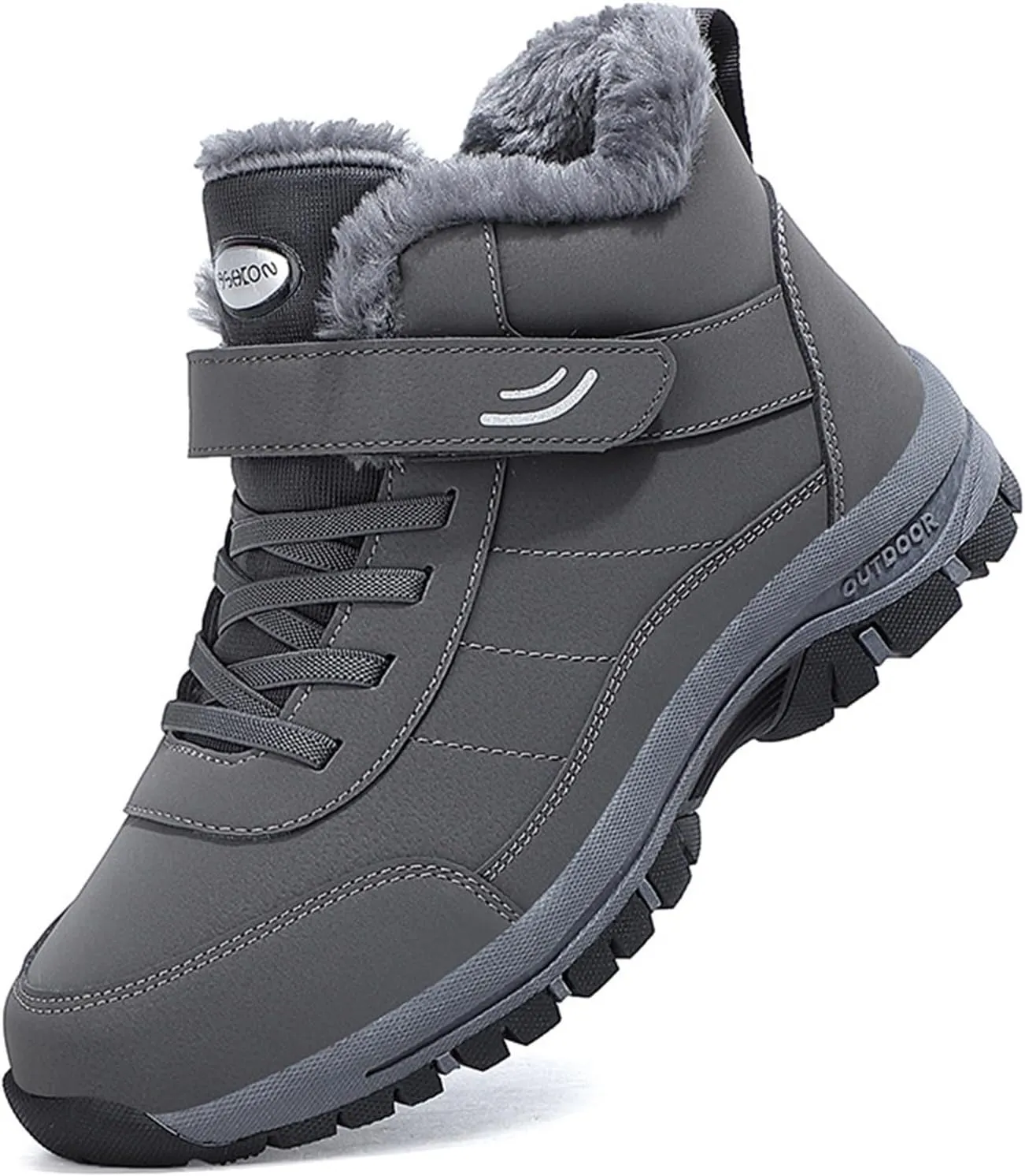 Work Boots for Men Slip On Hiking Sneakers with Warm Fur Lining Women's Safety Shoes with Zipper Outdoor Bota Waterproof Breathable Lightweight Hike Grounded Footwear