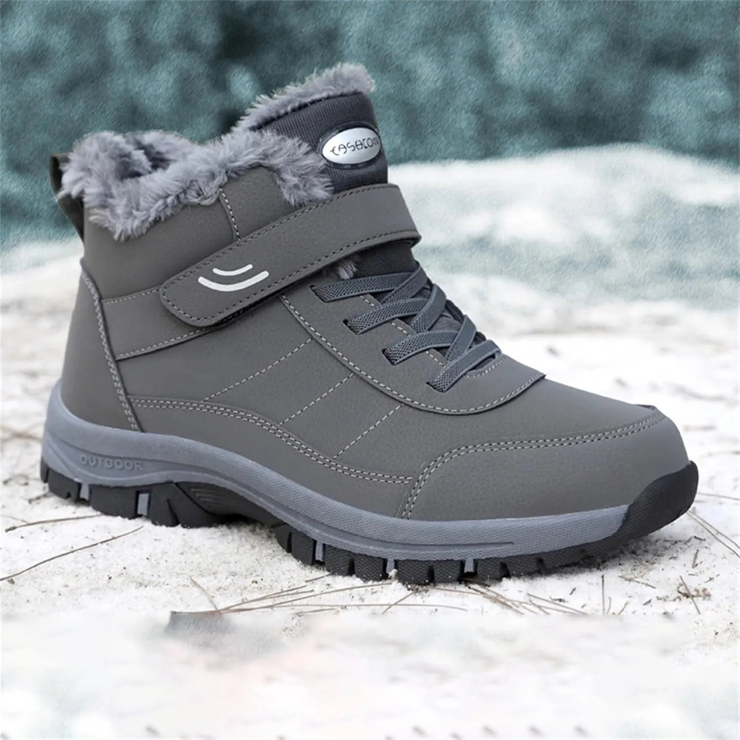 Work Boots for Men Slip On Hiking Sneakers with Warm Fur Lining Women's Safety Shoes with Zipper Outdoor Bota Waterproof Breathable Lightweight Hike Grounded Footwear