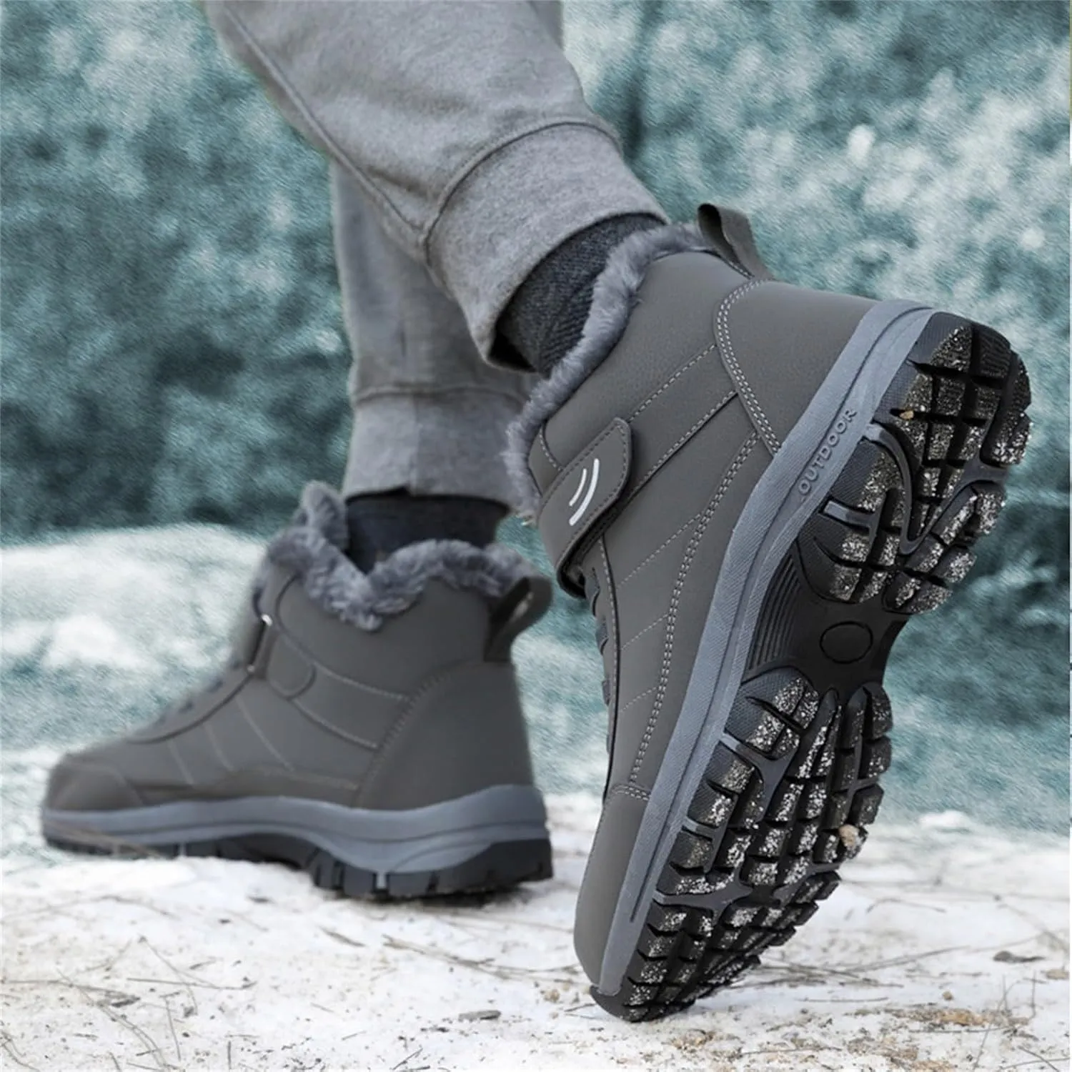 Work Boots for Men Slip On Hiking Sneakers with Warm Fur Lining Women's Safety Shoes with Zipper Outdoor Bota Waterproof Breathable Lightweight Hike Grounded Footwear