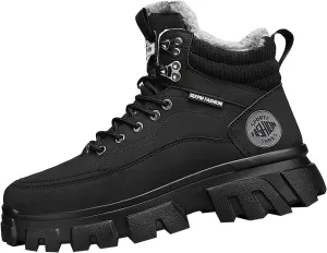 Work Boots for Men Waterproof Hiking Sneakers Warm Fur Lined Workout Shoes for Women Nonslip Lightweight Outdoor Botas Mid Ankle Work Casual Hike Grounded Footwear