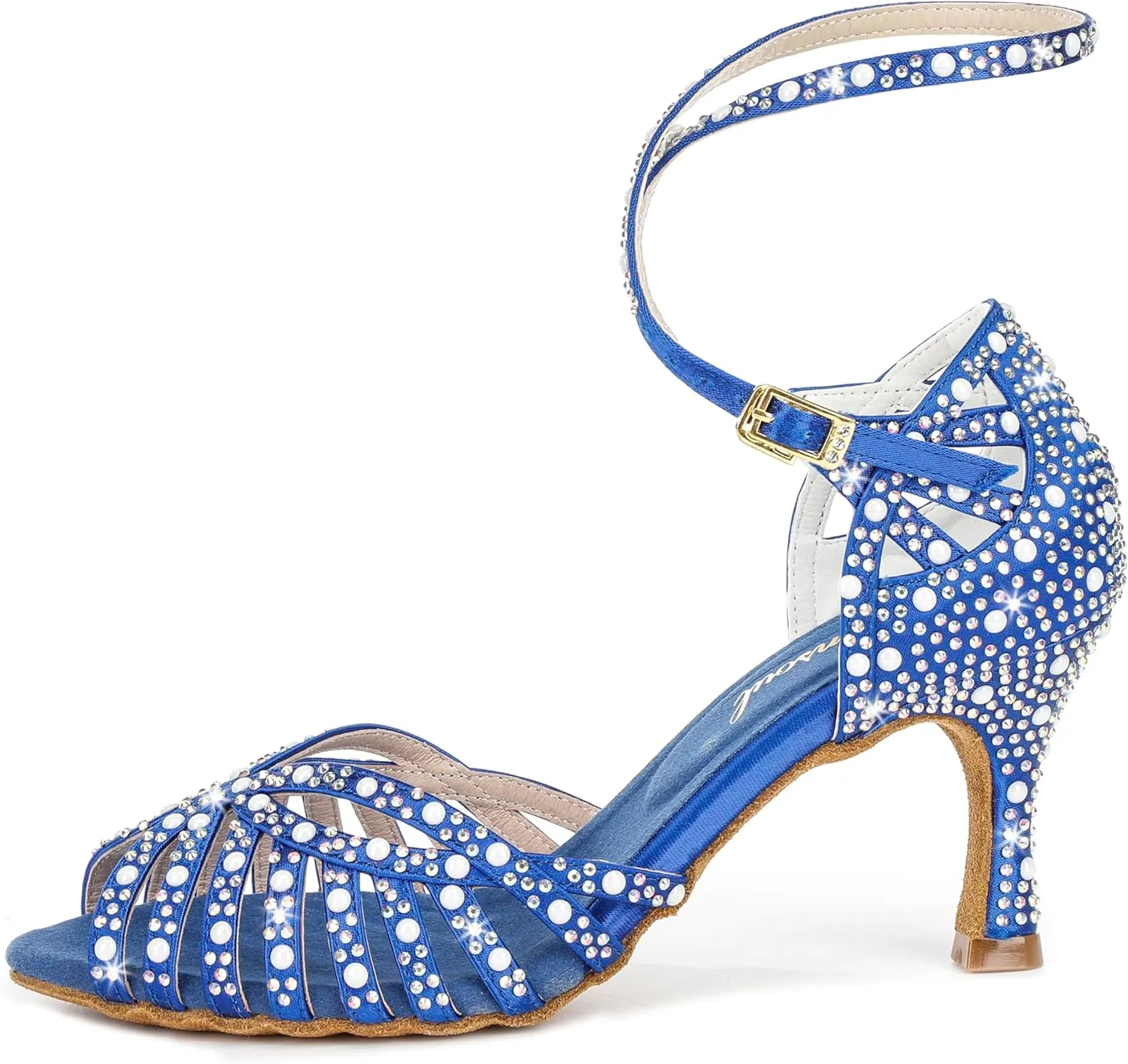 Y205-33 Women's Latin Dance Rhinestone High Heel Shoes Stylish and Comfortable Adjustable Ankle Strap Dance Sandals for Ballroom, Salsa Dance Shoes